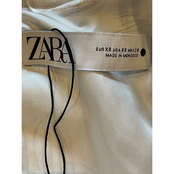 Zara Ivory And Black Pin Stripe Long Sleeve Cropped Twist Front Blazer Size‎ XS - Picture 9 of 13